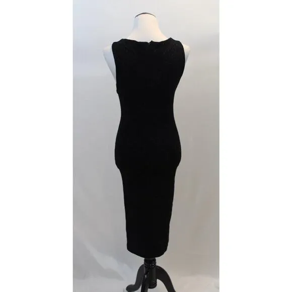 ALICE   OLIVIA Sz S Small Black Penley Fitted Metallic Jacquard Sheath Dress