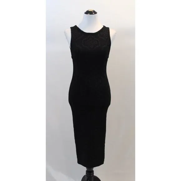ALICE   OLIVIA Sz S Small Black Penley Fitted Metallic Jacquard Sheath Dress