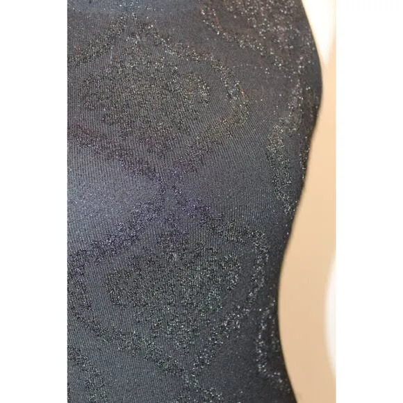ALICE   OLIVIA Sz S Small Black Penley Fitted Metallic Jacquard Sheath Dress