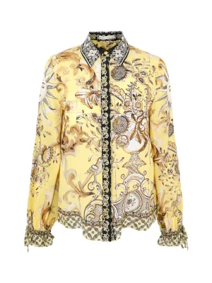 Alice   Olivia Willa Tie Sleeve Top in Lisboa Lemon Meringue