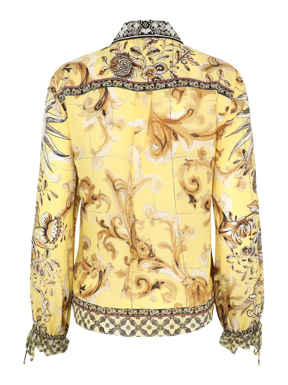 Alice   Olivia Willa Tie Sleeve Top in Lisboa Lemon Meringue