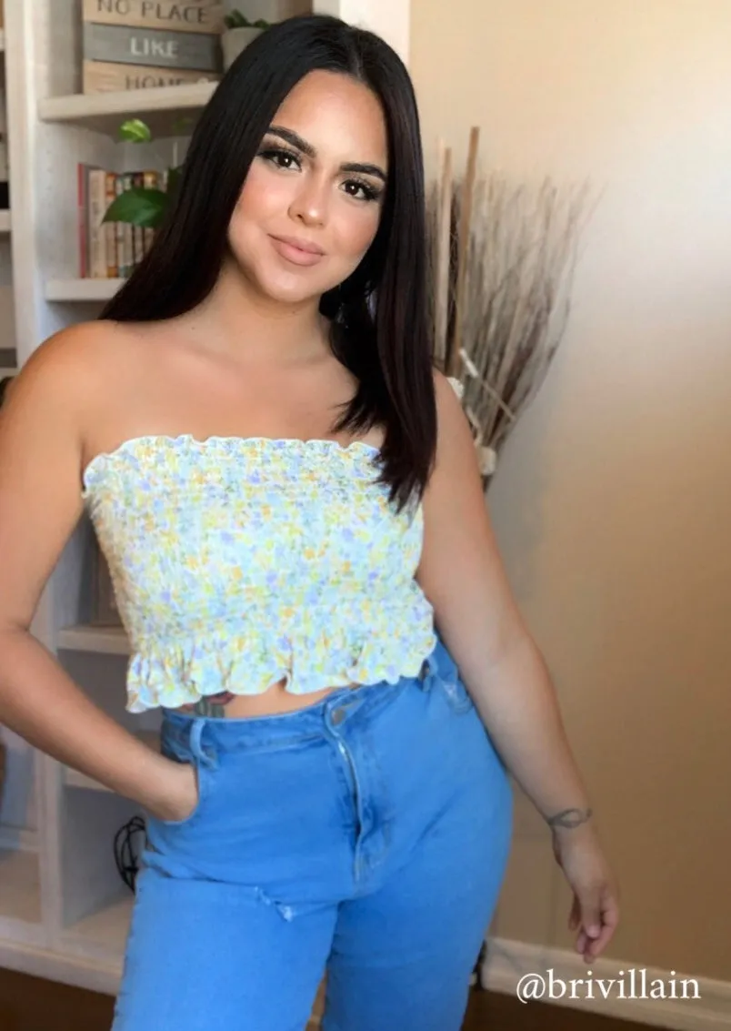 Amalia Smocked Tube Top - Ivory/Yellow