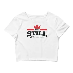 And Still Champion logo black lettering women's crop top