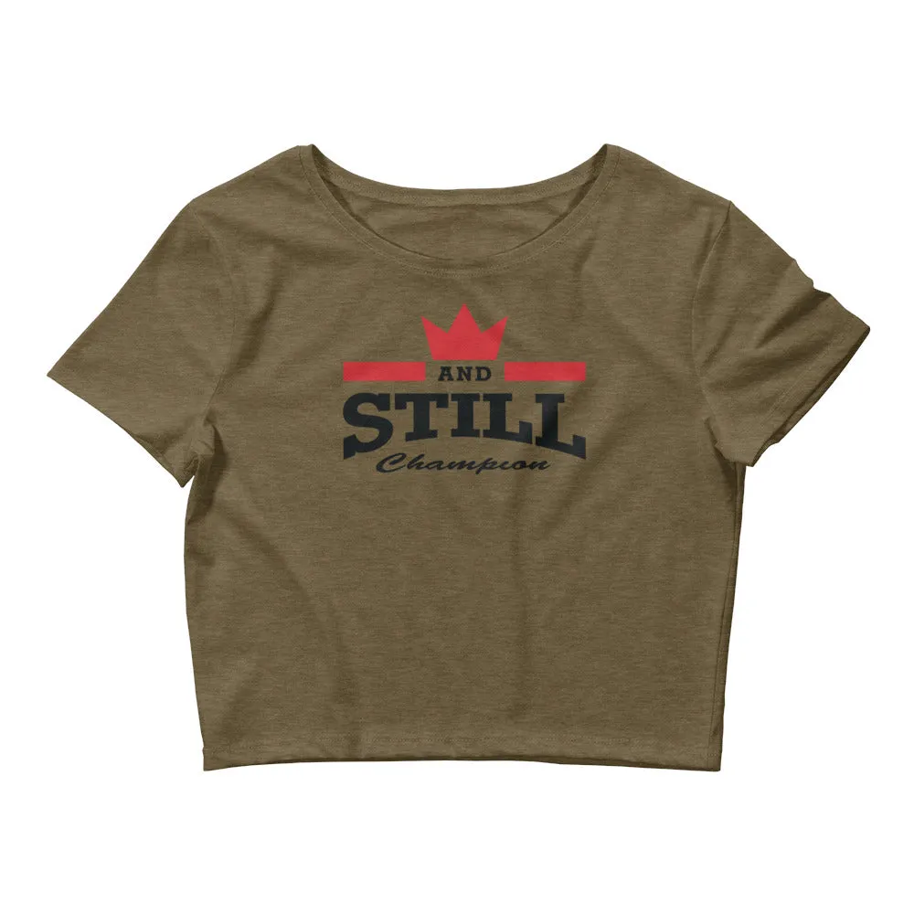 And Still Champion logo black lettering women's crop top