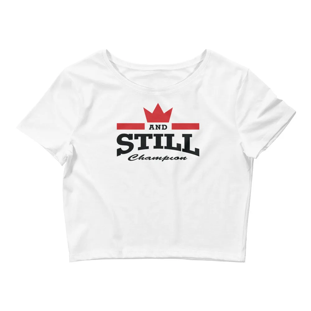 And Still Champion logo black lettering women's crop top