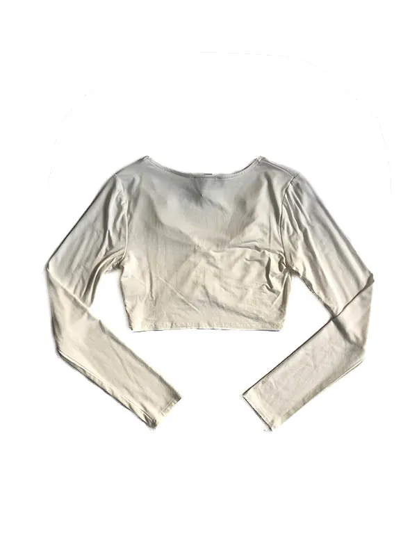Aneya Long Sleeve Crop Top - White