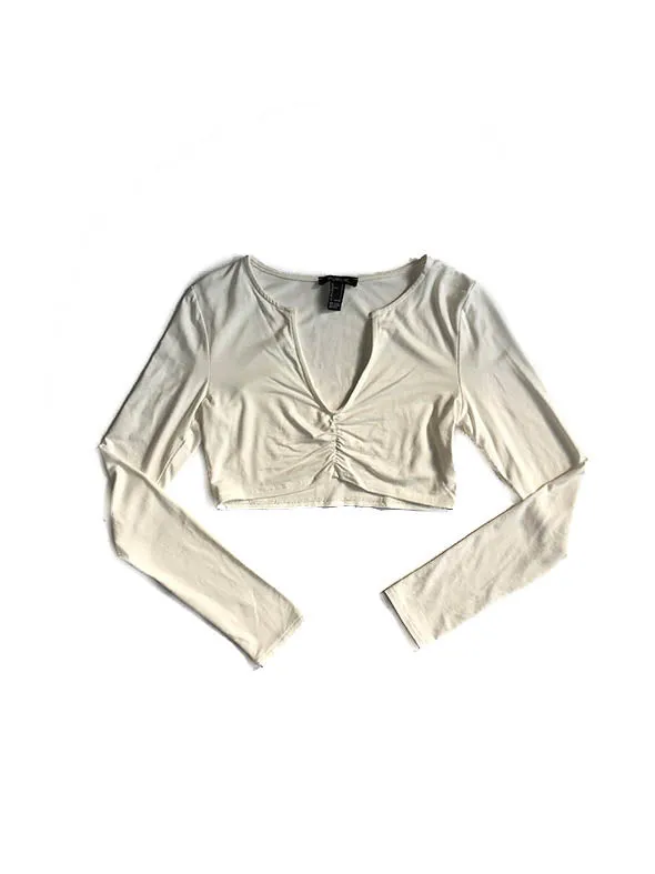 Aneya Long Sleeve Crop Top - White