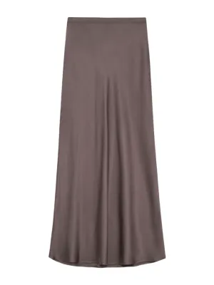 Anine Bing Bar Silk Skirt in Brown