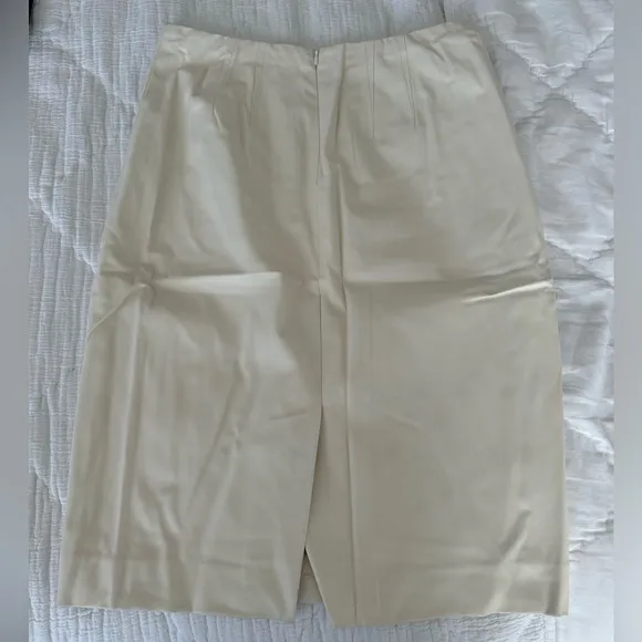 Ann Taylor cream leather skirt