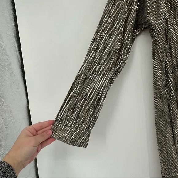 Anthropologie Sabina Musayev Gold and Grey Metallic Long Sleeve Dress Size small