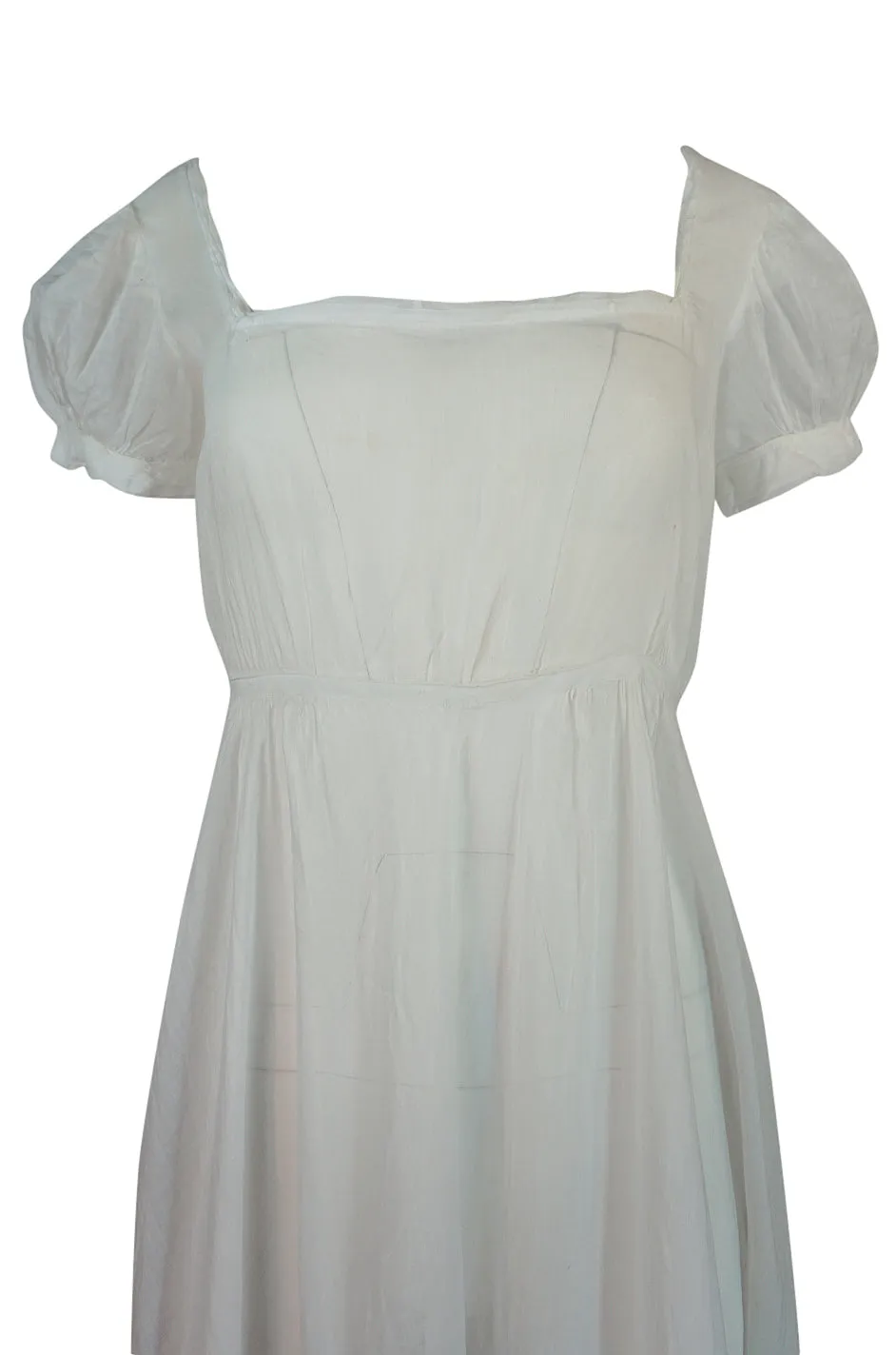 Antique Unlabelled French Cotton Mull Empire Cut Under Dress