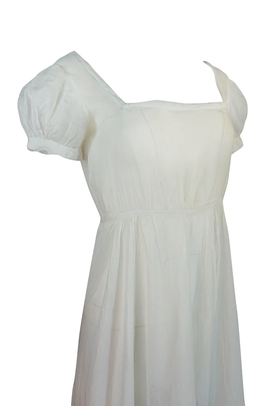 Antique Unlabelled French Cotton Mull Empire Cut Under Dress