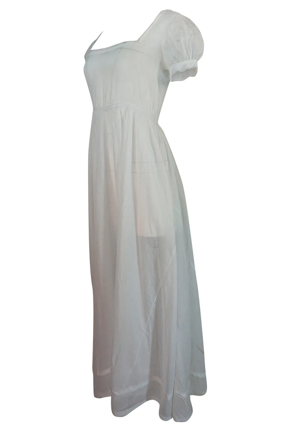 Antique Unlabelled French Cotton Mull Empire Cut Under Dress