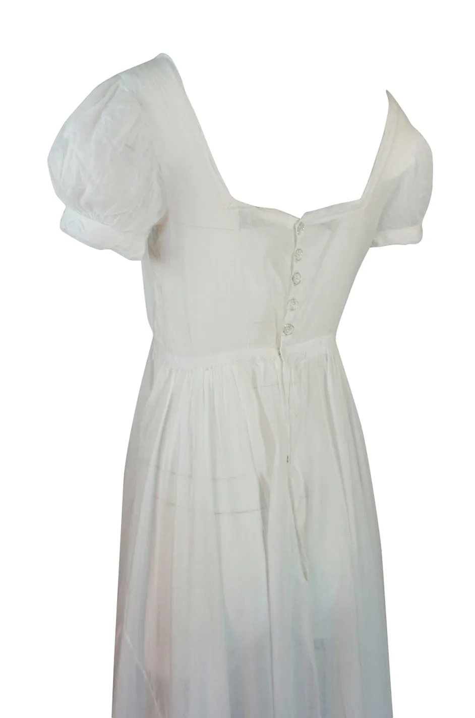 Antique Unlabelled French Cotton Mull Empire Cut Under Dress