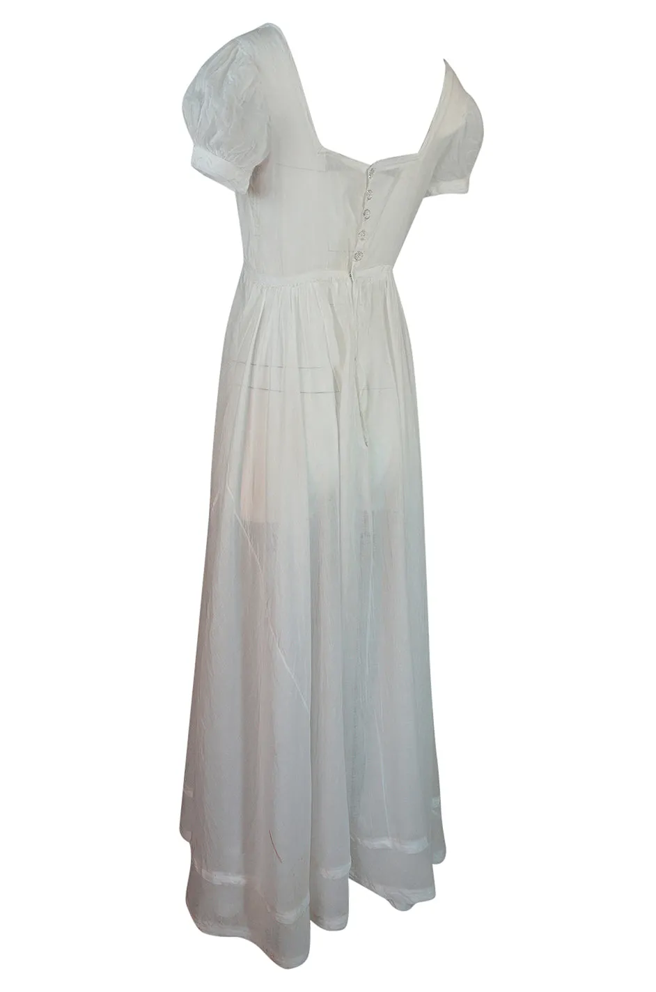 Antique Unlabelled French Cotton Mull Empire Cut Under Dress