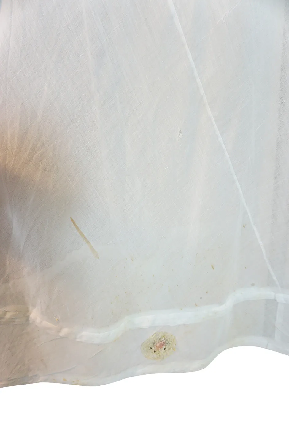 Antique Unlabelled French Cotton Mull Empire Cut Under Dress