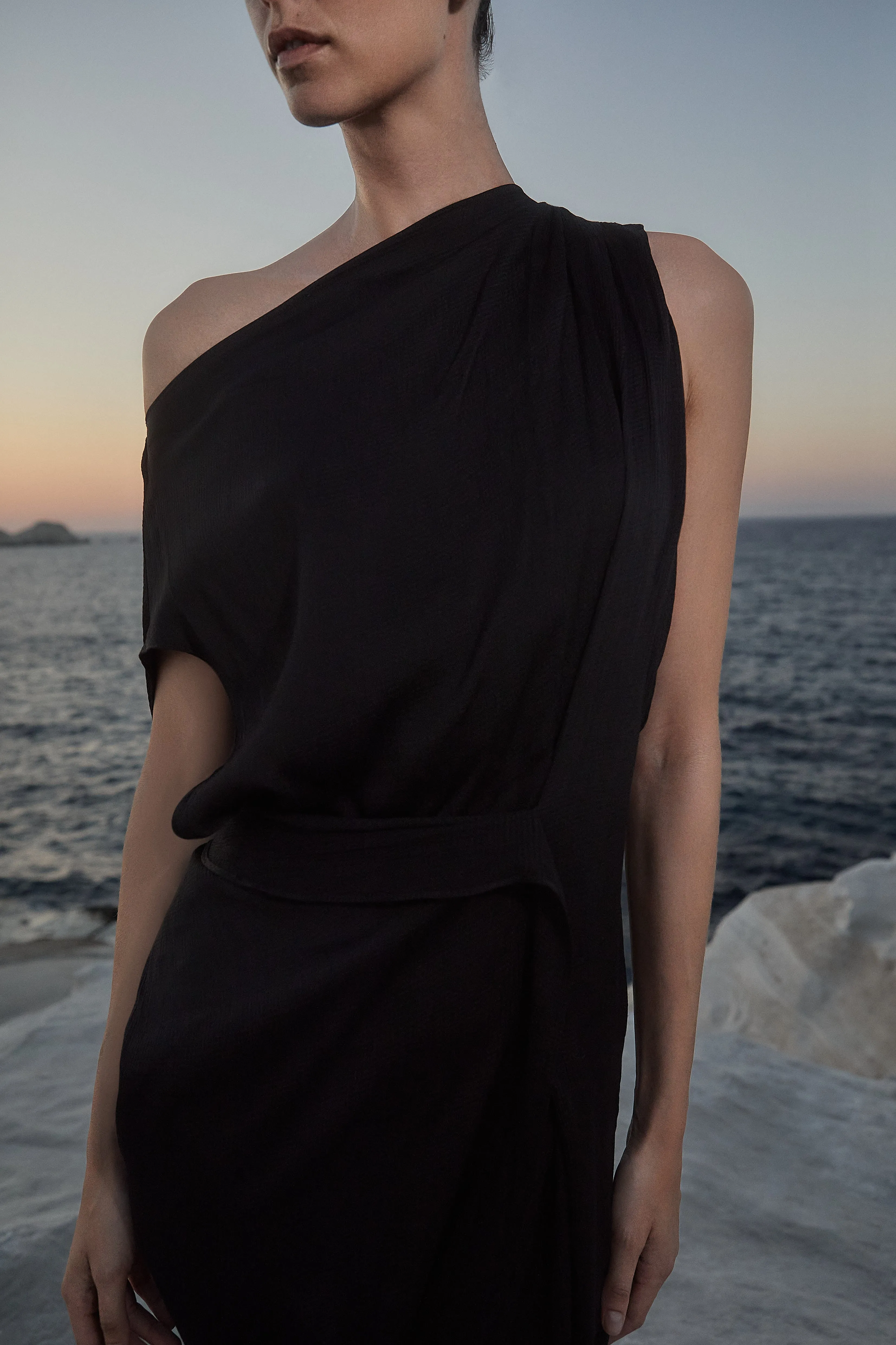 Ardea Draped Dress - Black