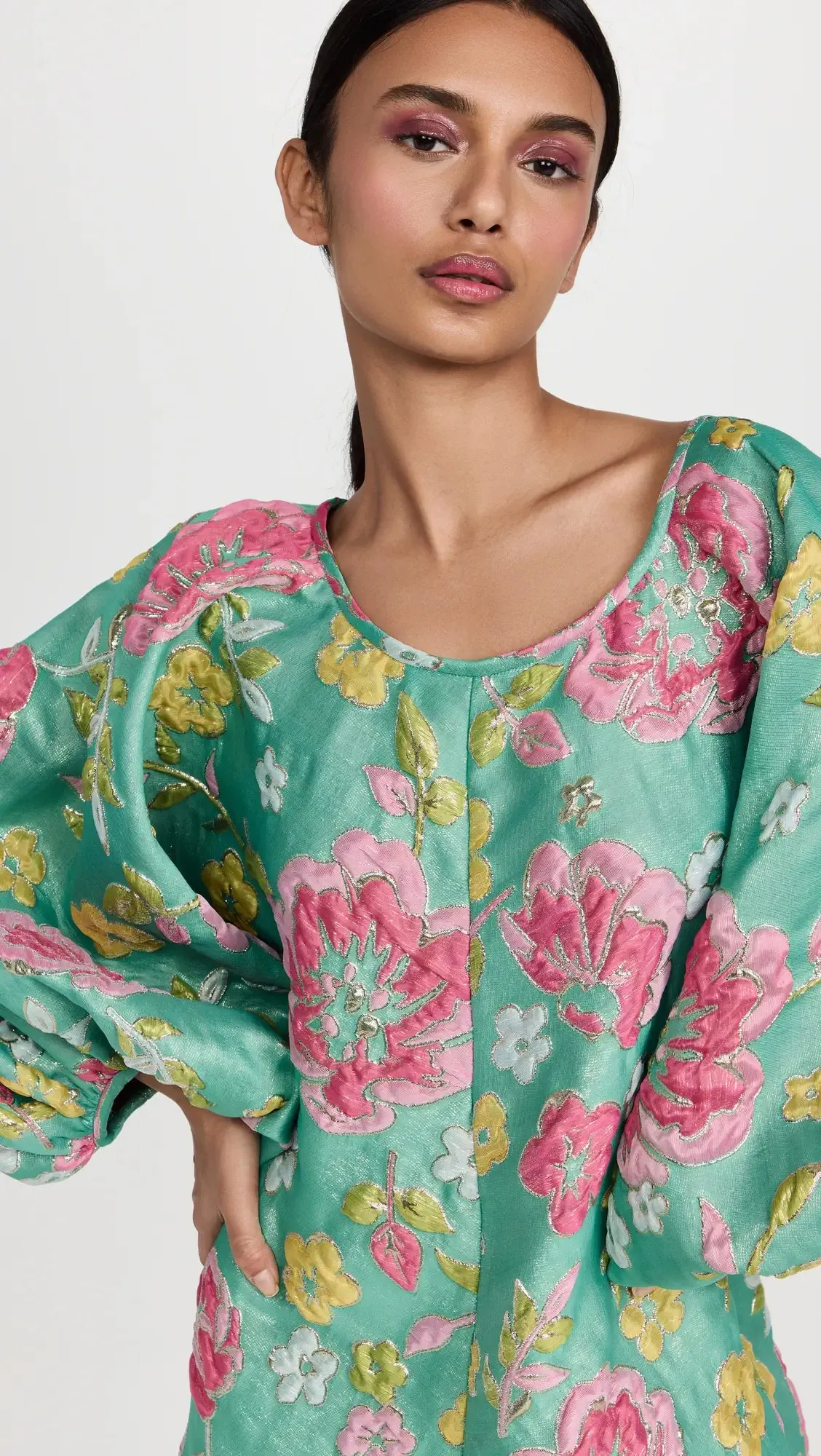 Arianne Elmy Floral Good Luck Party Dress in Green