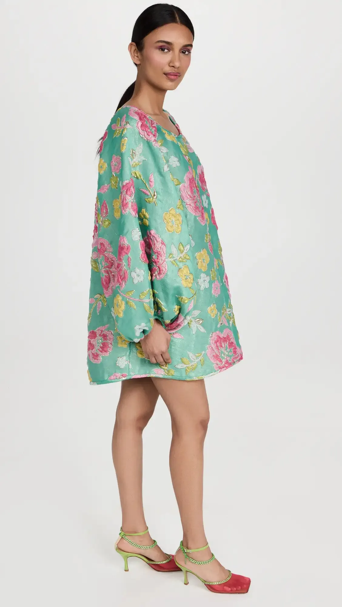 Arianne Elmy Floral Good Luck Party Dress in Green
