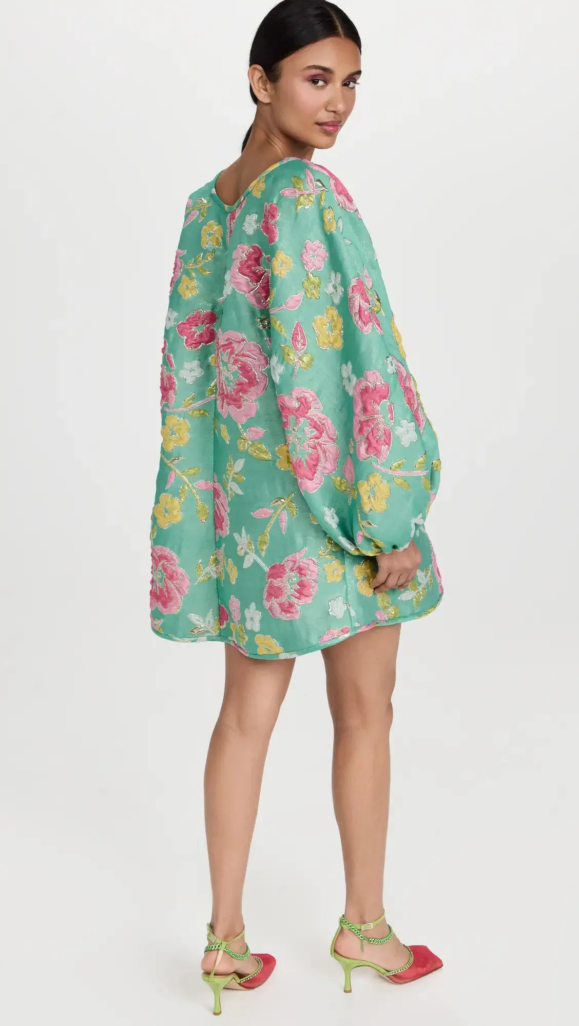 Arianne Elmy Floral Good Luck Party Dress in Green