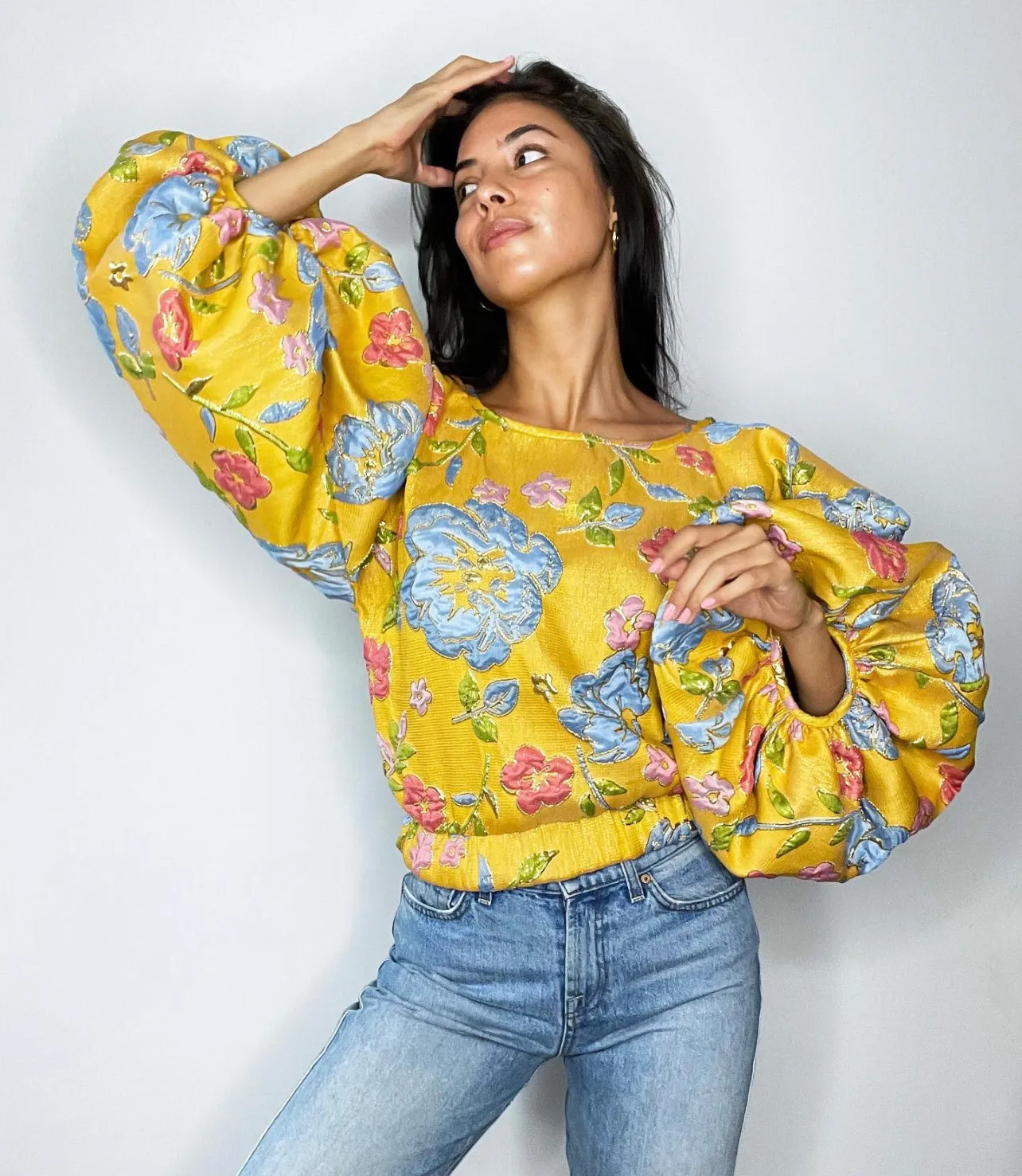 Arianne Elmy Yellow Floral Good Luck Party Blouse