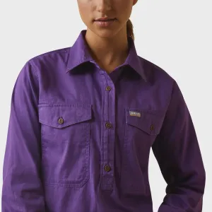 Ariat Ladies Rebar Half Button LS Workshirt Purple