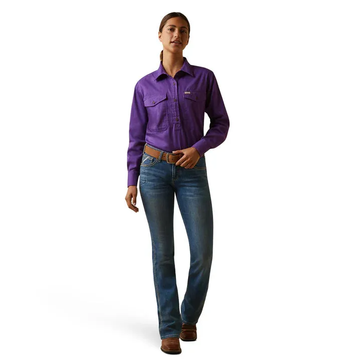 Ariat Ladies Rebar Half Button LS Workshirt Purple