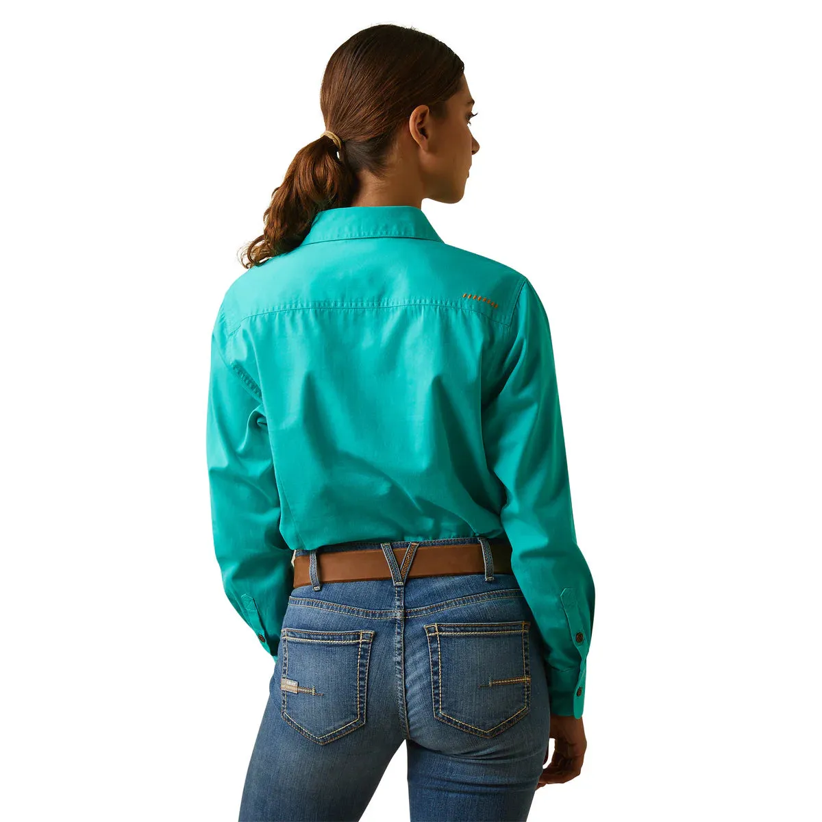 Ariat Ladies Rebar Half Button LS Workshirt Turquoise