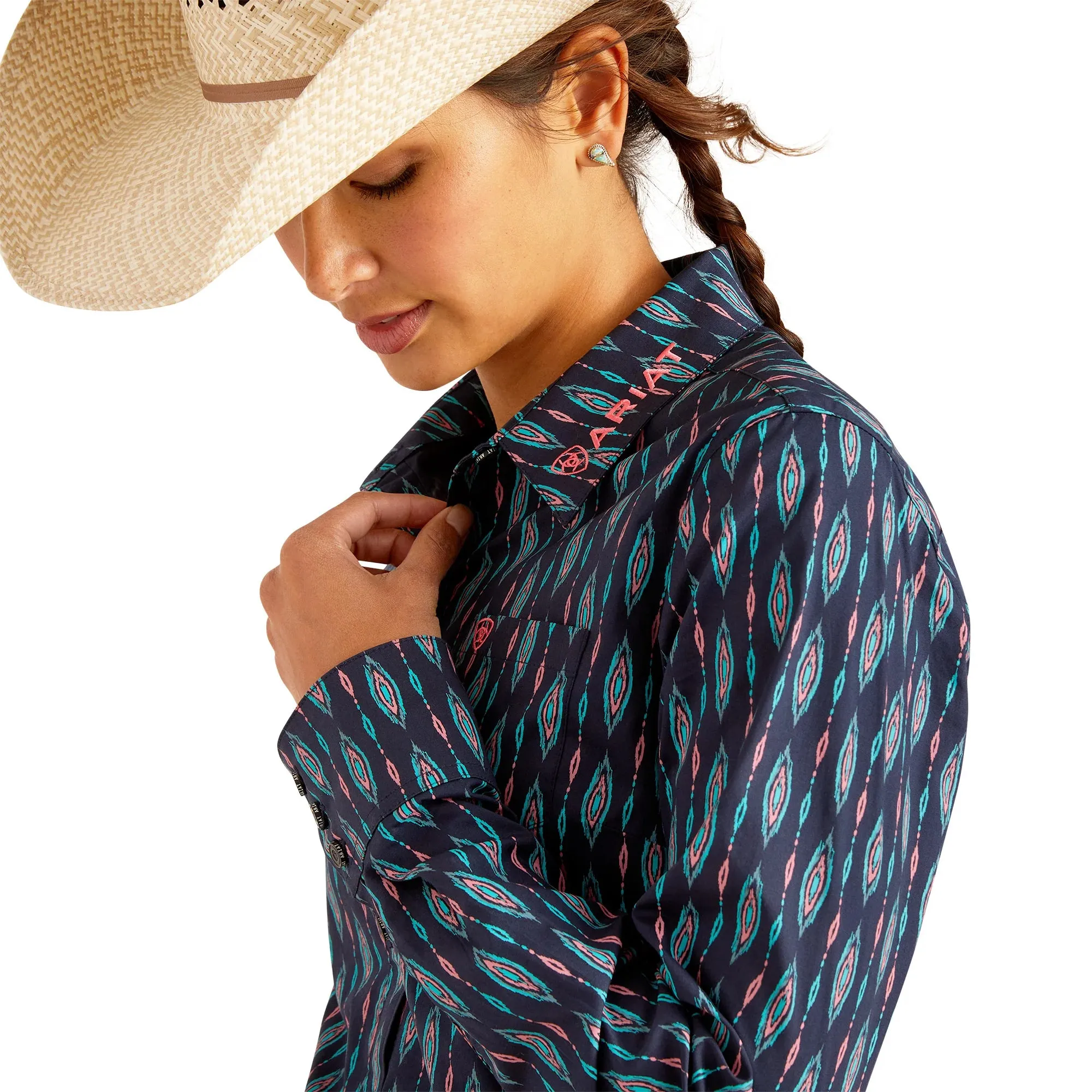 Ariat Ladies Team Kirby Stretch LS Shirt Backwoods Ikat