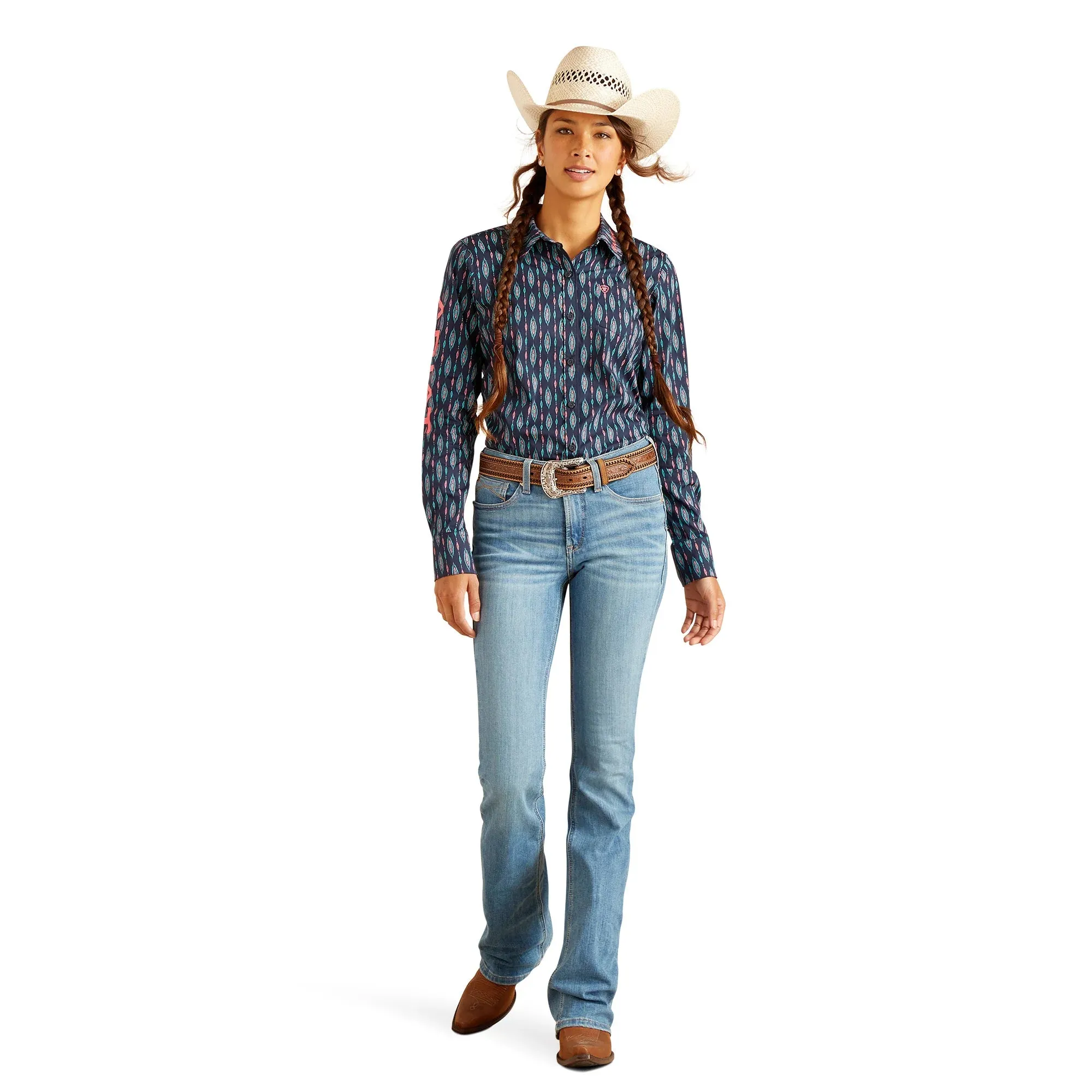 Ariat Ladies Team Kirby Stretch LS Shirt Backwoods Ikat