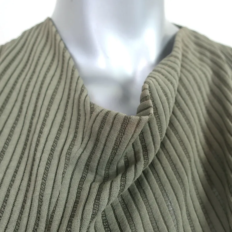 Atlein Asymmetric Draped Midi Dress Sage Green Striped Knit Size 40
