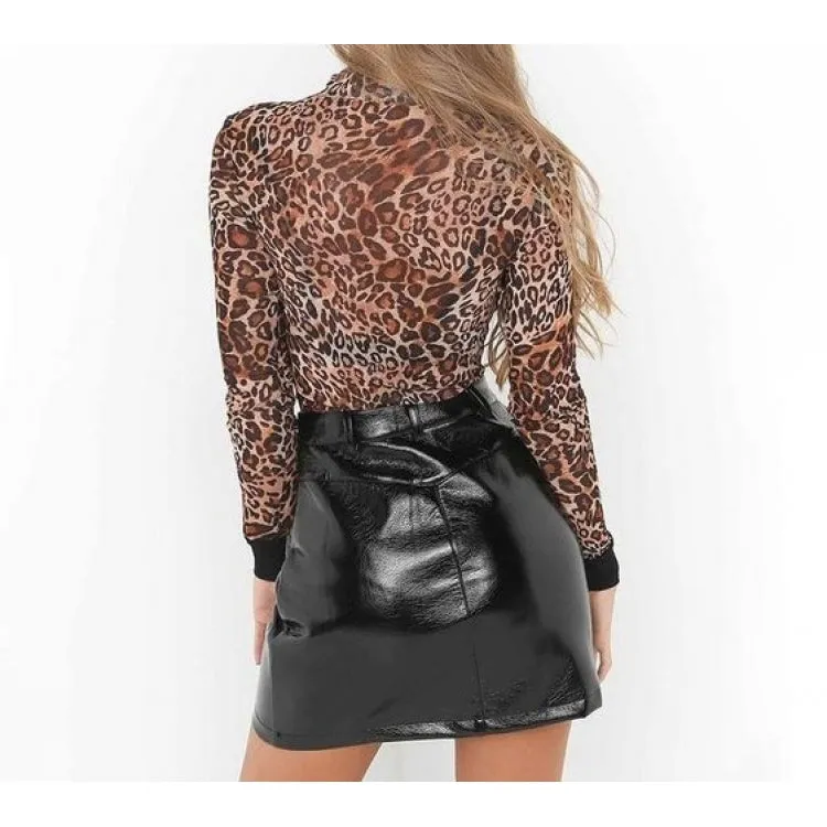 Autumn Vintage Women Streetwear Black Leather Skirt