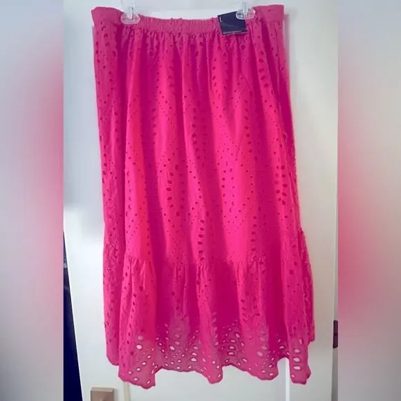 Banana Republic High Low Midi Eyelet Skirt