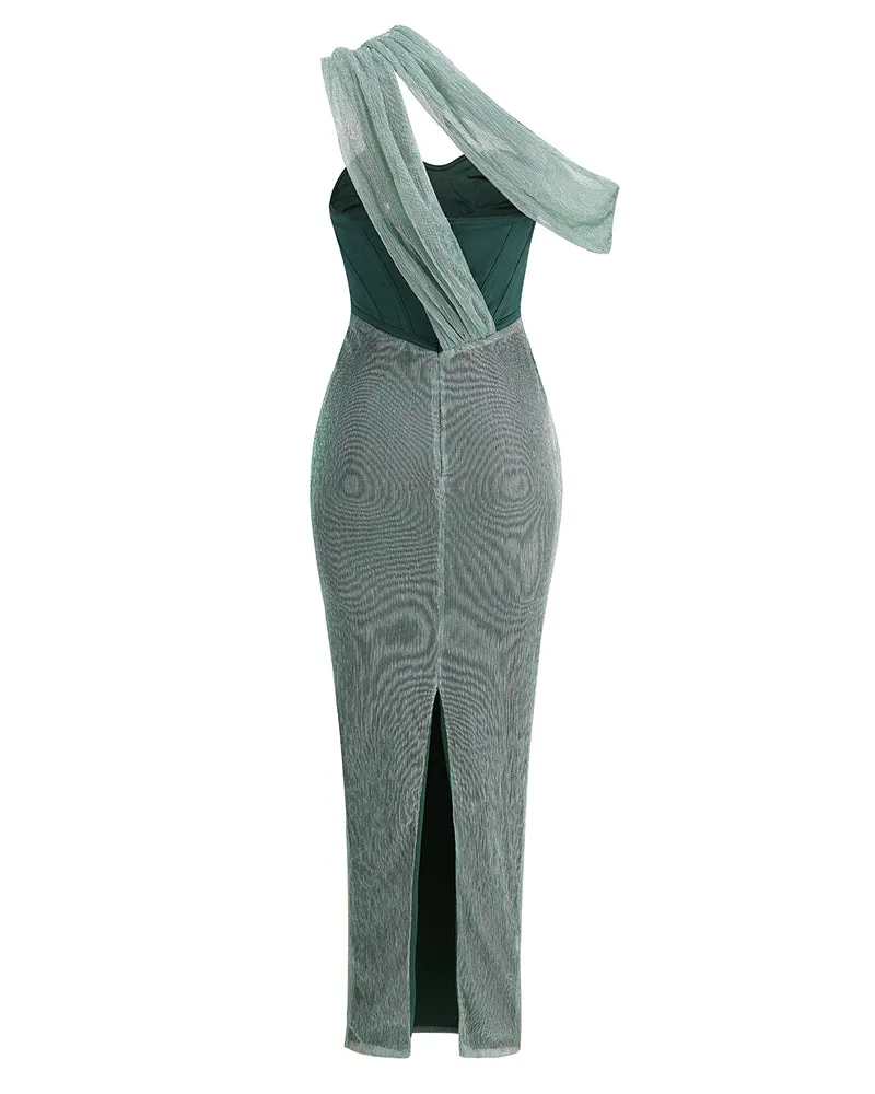 Bandage Bustier Draped Maxi Dress