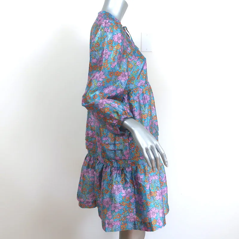 Baum und Pferdgarten Mini Dress Arvilla Blue Metallic Floral Print Size 34 NEW