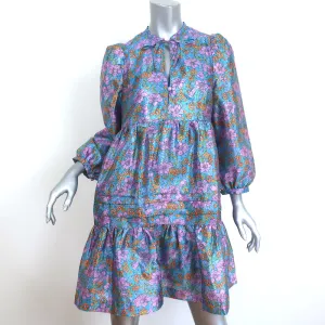 Baum und Pferdgarten Mini Dress Arvilla Blue Metallic Floral Print Size 34 NEW