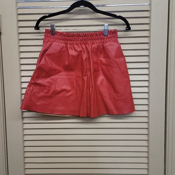 Bcbg maxazria red leather skirt size s