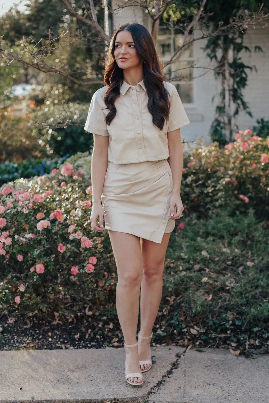 Beige Days Faux Leather Set - Skirt
