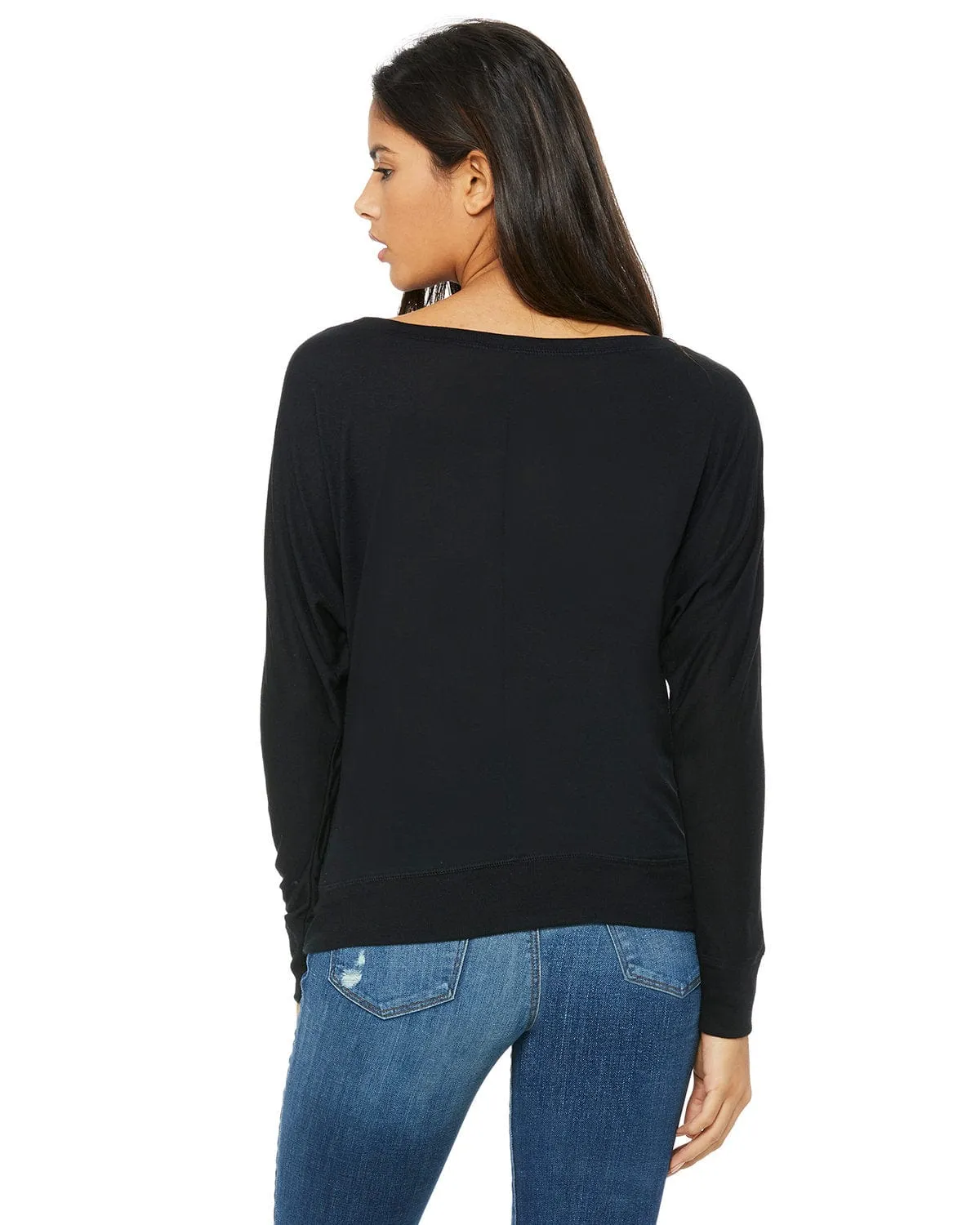 Bella Canvas Ladies Long Sleeve Off The Shoulder Top | Black