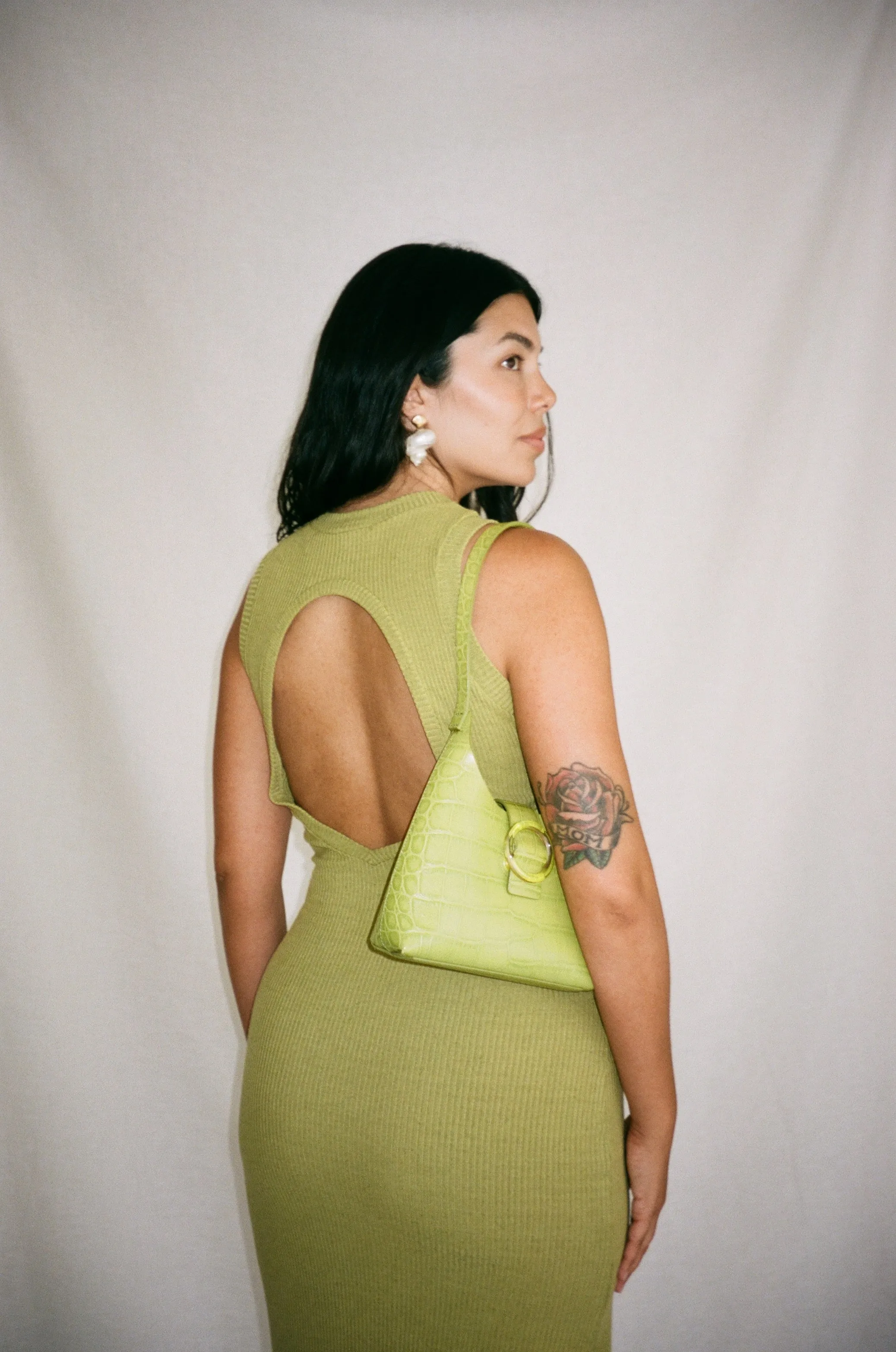 bella dress in matcha viscose rib- Size Small SAMPLE