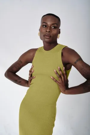 bella dress in matcha viscose rib- Size Small SAMPLE