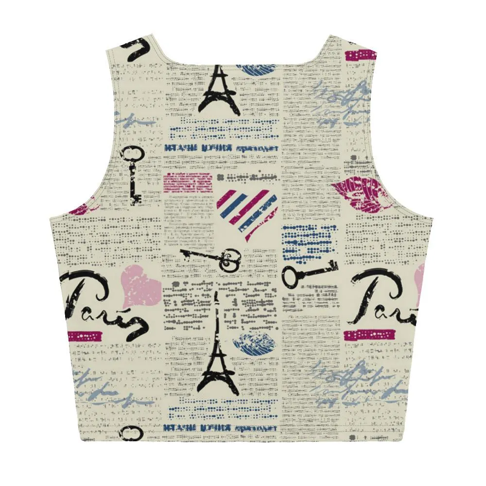 BirdGirls News Print Sublimation Cut & Sew Crop Top