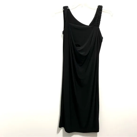 Bisou Bisou Michele Bohbot Black Prom Draped Midi Dress