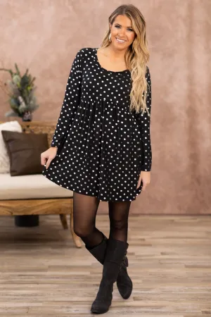 Black and Silver Metallic Dot Print Dress