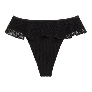 Black Crochet Tamarindo Ruffle Bikini Bottom