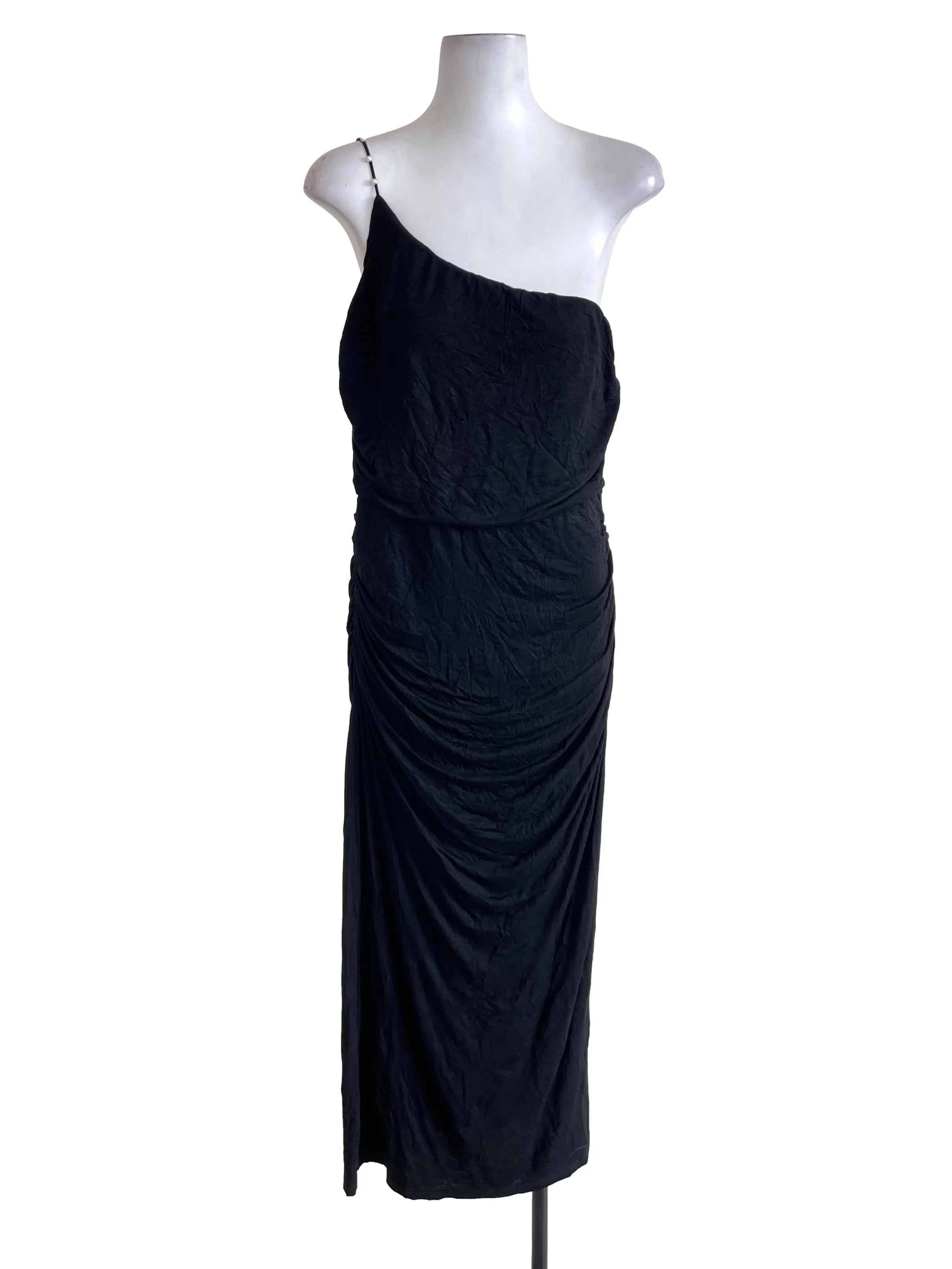 Black Draped Pearl Dress
