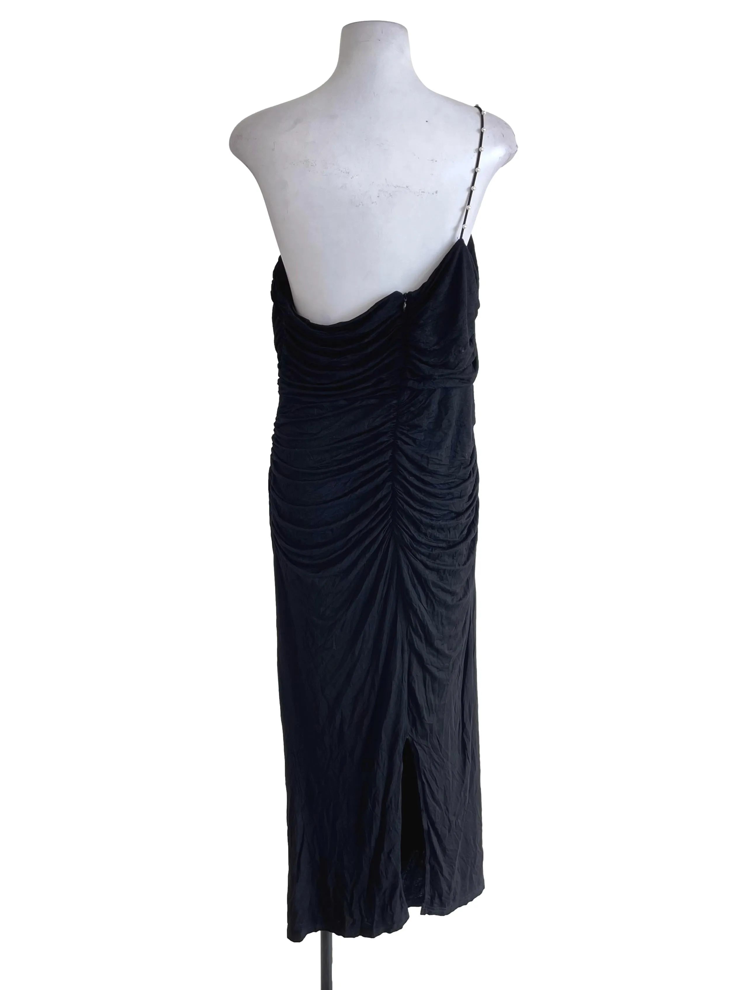 Black Draped Pearl Dress