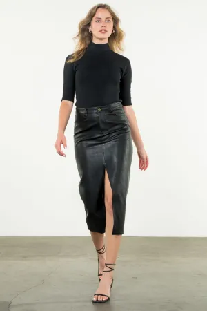 Black Leather Midi Skirt
