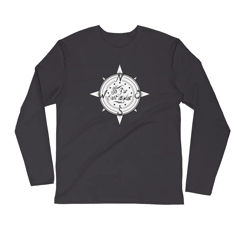 Black Solid Compass Logo Long Sleeve T-Shirt