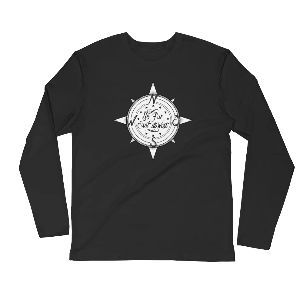 Black Solid Compass Logo Long Sleeve T-Shirt